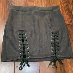 Olive Tie Mini Skirt